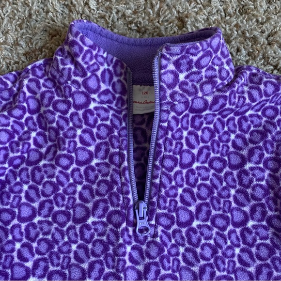 Hanna Andersson Purple Leopard Cheetah Quarter Zip Fleece - Picture 4 of 9